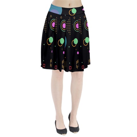 Colartive, Aesthetic, Amoled, Black, Colorful, Desenho Pleated Skirt from ArtsNow.com