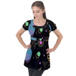 Colartive, Aesthetic, Amoled, Black, Colorful, Desenho Puff Sleeve Tunic Top