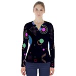 Colartive, Aesthetic, Amoled, Black, Colorful, Desenho V-Neck Long Sleeve Top