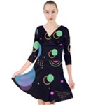 Colartive, Aesthetic, Amoled, Black, Colorful, Desenho Quarter Sleeve Front Wrap Dress