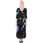 Colartive, Aesthetic, Amoled, Black, Colorful, Desenho Quarter Sleeve Wrap Maxi Dress