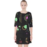 Colartive, Aesthetic, Amoled, Black, Colorful, Desenho Quarter Sleeve Pocket Dress