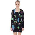 Colartive, Aesthetic, Amoled, Black, Colorful, Desenho V-neck Bodycon Long Sleeve Dress