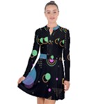 Colartive, Aesthetic, Amoled, Black, Colorful, Desenho Long Sleeve Panel Dress