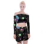 Colartive, Aesthetic, Amoled, Black, Colorful, Desenho Off Shoulder Top with Mini Skirt Set