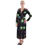 Colartive, Aesthetic, Amoled, Black, Colorful, Desenho Velvet Maxi Wrap Dress