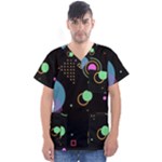 Colartive, Aesthetic, Amoled, Black, Colorful, Desenho Men s V-Neck Scrub Top