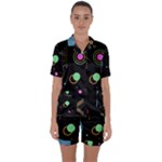 Colartive, Aesthetic, Amoled, Black, Colorful, Desenho Satin Short Sleeve Pajamas Set