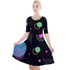 Quarter Sleeve A-Line Dress 