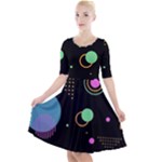 Colartive, Aesthetic, Amoled, Black, Colorful, Desenho Quarter Sleeve A-Line Dress