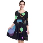 Colartive, Aesthetic, Amoled, Black, Colorful, Desenho Quarter Sleeve Waist Band Dress