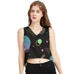 Colartive, Aesthetic, Amoled, Black, Colorful, Desenho V-Neck Cropped Tank Top