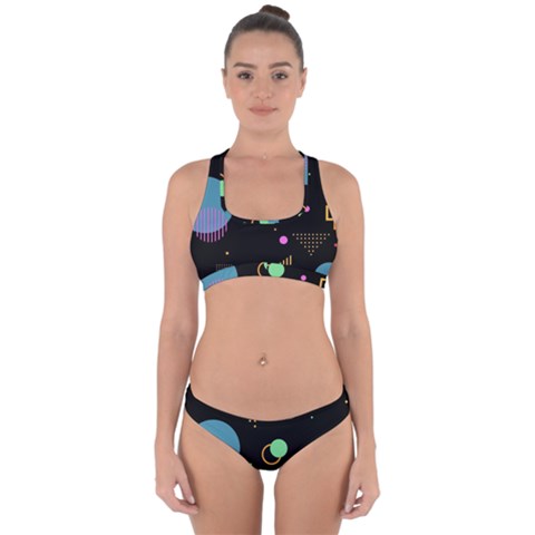 Colartive, Aesthetic, Amoled, Black, Colorful, Desenho Cross Back Hipster Bikini Set from ArtsNow.com