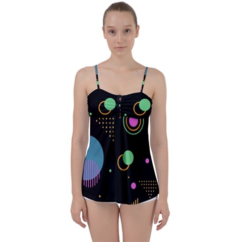 Colartive, Aesthetic, Amoled, Black, Colorful, Desenho Babydoll Tankini Top from ArtsNow.com