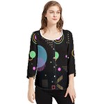 Colartive, Aesthetic, Amoled, Black, Colorful, Desenho Chiffon Quarter Sleeve Blouse