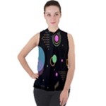 Colartive, Aesthetic, Amoled, Black, Colorful, Desenho Mock Neck Chiffon Sleeveless Top