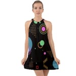 Colartive, Aesthetic, Amoled, Black, Colorful, Desenho Halter Tie Back Chiffon Dress