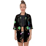 Colartive, Aesthetic, Amoled, Black, Colorful, Desenho Open Front Chiffon Kimono