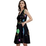 Colartive, Aesthetic, Amoled, Black, Colorful, Desenho Sleeveless V-Neck Skater Dress with Pockets