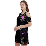 Colartive, Aesthetic, Amoled, Black, Colorful, Desenho Women s Cold Shoulder Round Neck Mini Dress