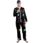 Colartive, Aesthetic, Amoled, Black, Colorful, Desenho Men s Long Sleeve Satin Pajamas Set