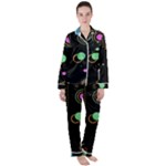 Colartive, Aesthetic, Amoled, Black, Colorful, Desenho Women s Long Sleeve Satin Pajamas Set	