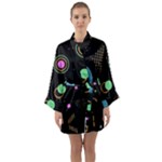 Colartive, Aesthetic, Amoled, Black, Colorful, Desenho Long Sleeve Satin Kimono