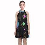 Colartive, Aesthetic, Amoled, Black, Colorful, Desenho Velvet Halter Neckline Dress 