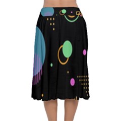 Velvet Flared Midi Skirt 