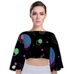 Colartive, Aesthetic, Amoled, Black, Colorful, Desenho Tie Back Butterfly Sleeve Chiffon Top