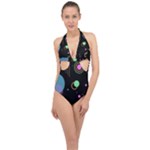 Colartive, Aesthetic, Amoled, Black, Colorful, Desenho Halter Front Plunge Swimsuit