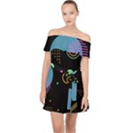 Colartive, Aesthetic, Amoled, Black, Colorful, Desenho Off Shoulder Chiffon Dress