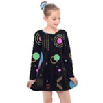 Colartive, Aesthetic, Amoled, Black, Colorful, Desenho Kids  Long Sleeve Dress