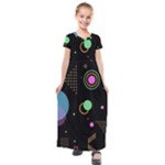 Colartive, Aesthetic, Amoled, Black, Colorful, Desenho Kids  Short Sleeve Maxi Dress