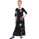 Colartive, Aesthetic, Amoled, Black, Colorful, Desenho Kids  Quarter Sleeve Maxi Dress