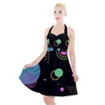 Colartive, Aesthetic, Amoled, Black, Colorful, Desenho Halter Party Swing Dress 