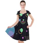 Colartive, Aesthetic, Amoled, Black, Colorful, Desenho Cap Sleeve Midi Dress With Pockets