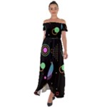 Colartive, Aesthetic, Amoled, Black, Colorful, Desenho Off Shoulder Open Front Chiffon Dress