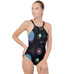 Colartive, Aesthetic, Amoled, Black, Colorful, Desenho High Neck One Piece Swimsuit