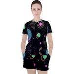 Colartive, Aesthetic, Amoled, Black, Colorful, Desenho Women s T-Shirt and Shorts Set