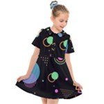 Colartive, Aesthetic, Amoled, Black, Colorful, Desenho Kids  Short Sleeve Shirt Dress