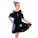 Colartive, Aesthetic, Amoled, Black, Colorful, Desenho Kids  Shoulder Cutout Chiffon Dress