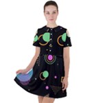 Colartive, Aesthetic, Amoled, Black, Colorful, Desenho Short Sleeve Shoulder Cut Out Dress 