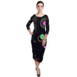 Colartive, Aesthetic, Amoled, Black, Colorful, Desenho Quarter Sleeve Midi Velour Bodycon Dress