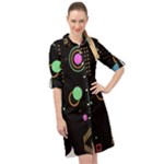 Colartive, Aesthetic, Amoled, Black, Colorful, Desenho Long Sleeve Mini Shirt Dress