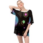 Colartive, Aesthetic, Amoled, Black, Colorful, Desenho Oversized Chiffon Top