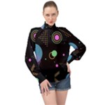 Colartive, Aesthetic, Amoled, Black, Colorful, Desenho High Neck Long Sleeve Chiffon Top