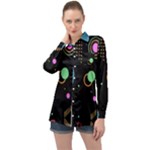 Colartive, Aesthetic, Amoled, Black, Colorful, Desenho Long Sleeve Satin Shirt