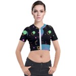 Colartive, Aesthetic, Amoled, Black, Colorful, Desenho Short Sleeve Cropped Jacket