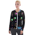 Colartive, Aesthetic, Amoled, Black, Colorful, Desenho Velvet Zip Up Jacket